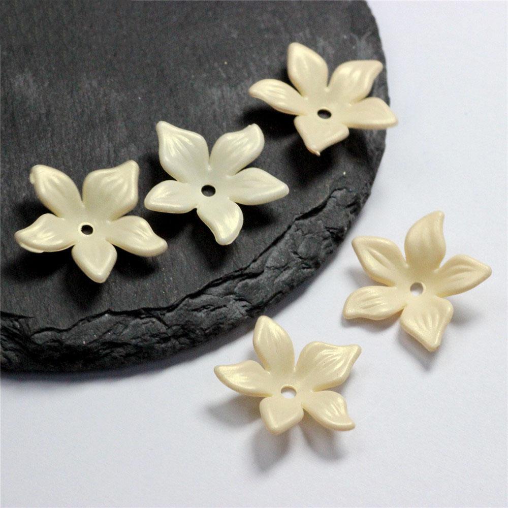 50pcs 22mm Acrylic Pearlescent Flower Beads Five Petal Flower Beads DIY Handmade Material