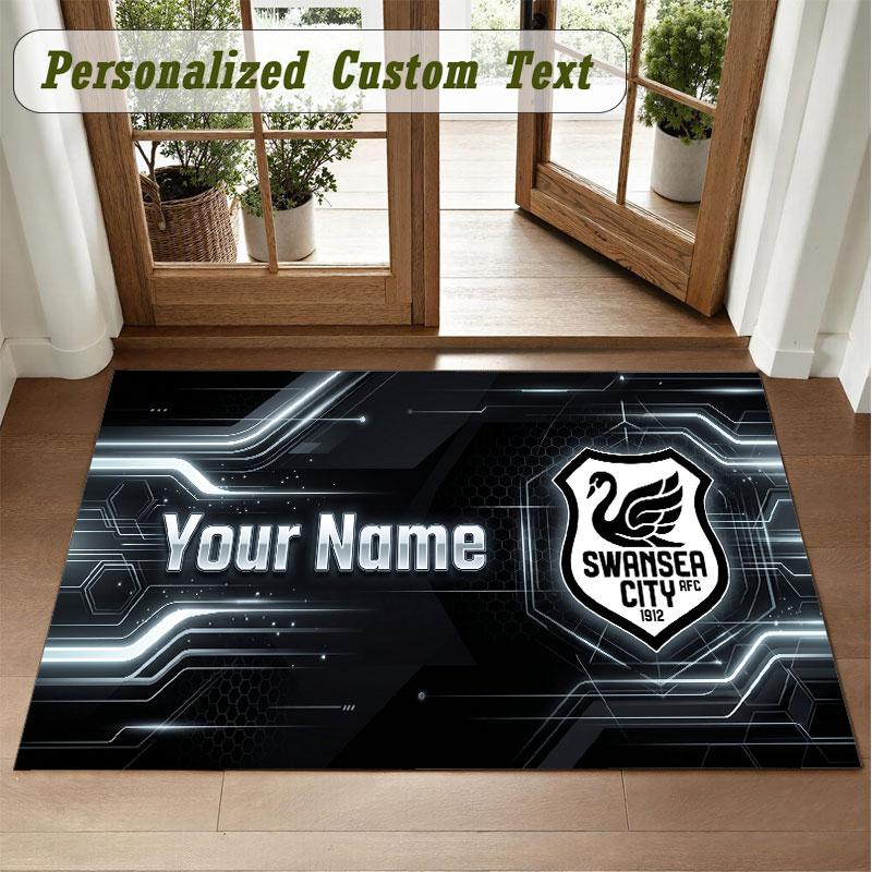 Crystal Velvet Square Rug Custom NameSwansea City FC Pattern Non Slip Home Floor Decor Rug