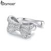 Bamoer 1PC Bowknot Ear Cuff White Gold Plated Clip Earrings for Women Wedding Party Daily Jewelry Gifts