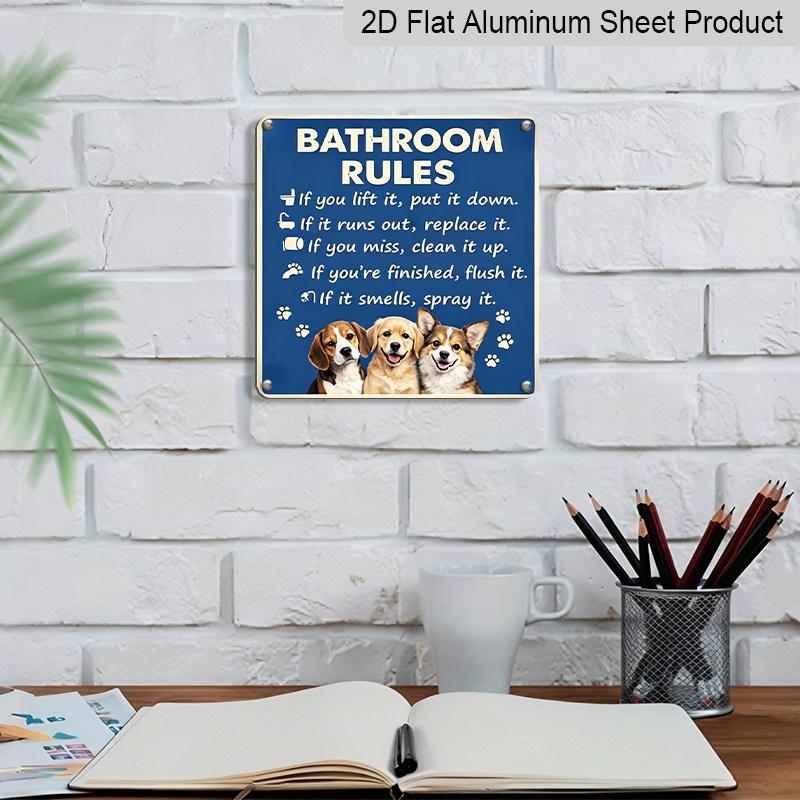 2D Flat, 1pc Vintage Retro Dog-Themed Decoration Aluminum Dog Logo Bathroom Sign - Cute Paw Print Wall Art Suitable for Bathroom, Restroom, Porch
