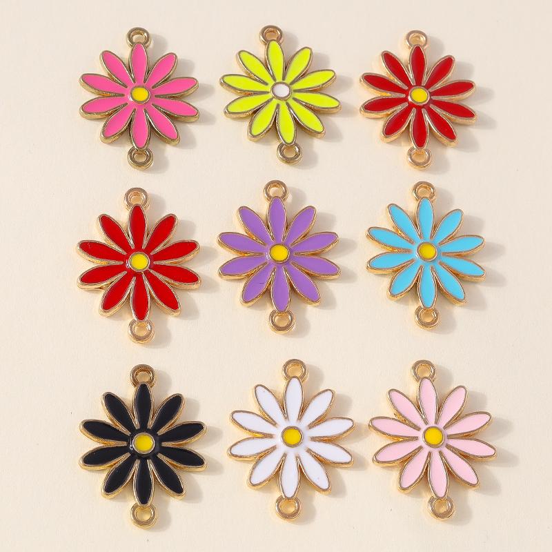 Лесли 10 шт. Красочные подвески в виде цветка ромашки с двумя отверстиями для изготовления ювелирных изделий, браслета, ожерелья, брелока своими руками, кулона