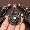 Rough Labradorit, Moonstone Gemstone Copper Wire Wrap Jewelry Pendant 2.95"