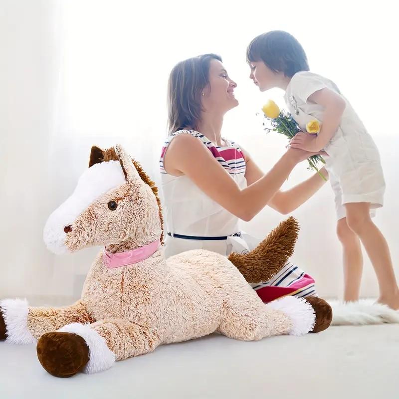 Большая мягкая игрушка-лошадь для мальчика, большая плюшевая лошадь для девочки, ездовой плюшевый пони для ребенка, мягкая игрушка-пони, плюшевая подушка