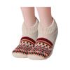 Retro Winter Slipper Socks Thickened Fleece Lined Low Cut Socks Socks with Grips Non-Slip Ankle Slipper