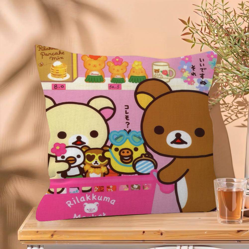 Милая мультяшная аниме наволочка для подушки Rilakkuma, чехол для подушки, декоративная наволочка для дивана в гостиной, домашний декор, на заказ