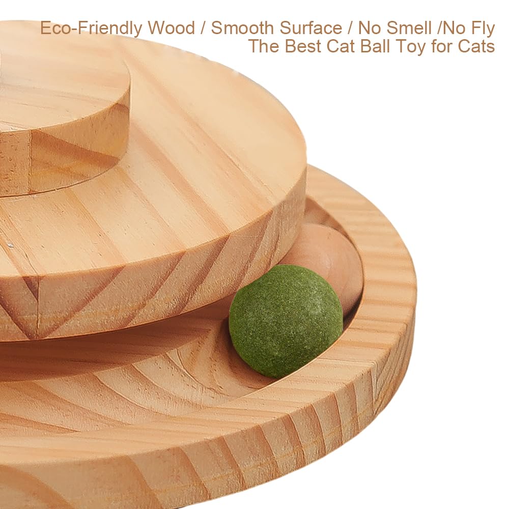 Игрушка-мяч для кошек Marchul с лакомством, дозатор для лакомств для кошек, игрушка с роликовым трекболом, интерактивная игрушка для кошек для домашних кошек, деревянный мяч для котят, мяч,
