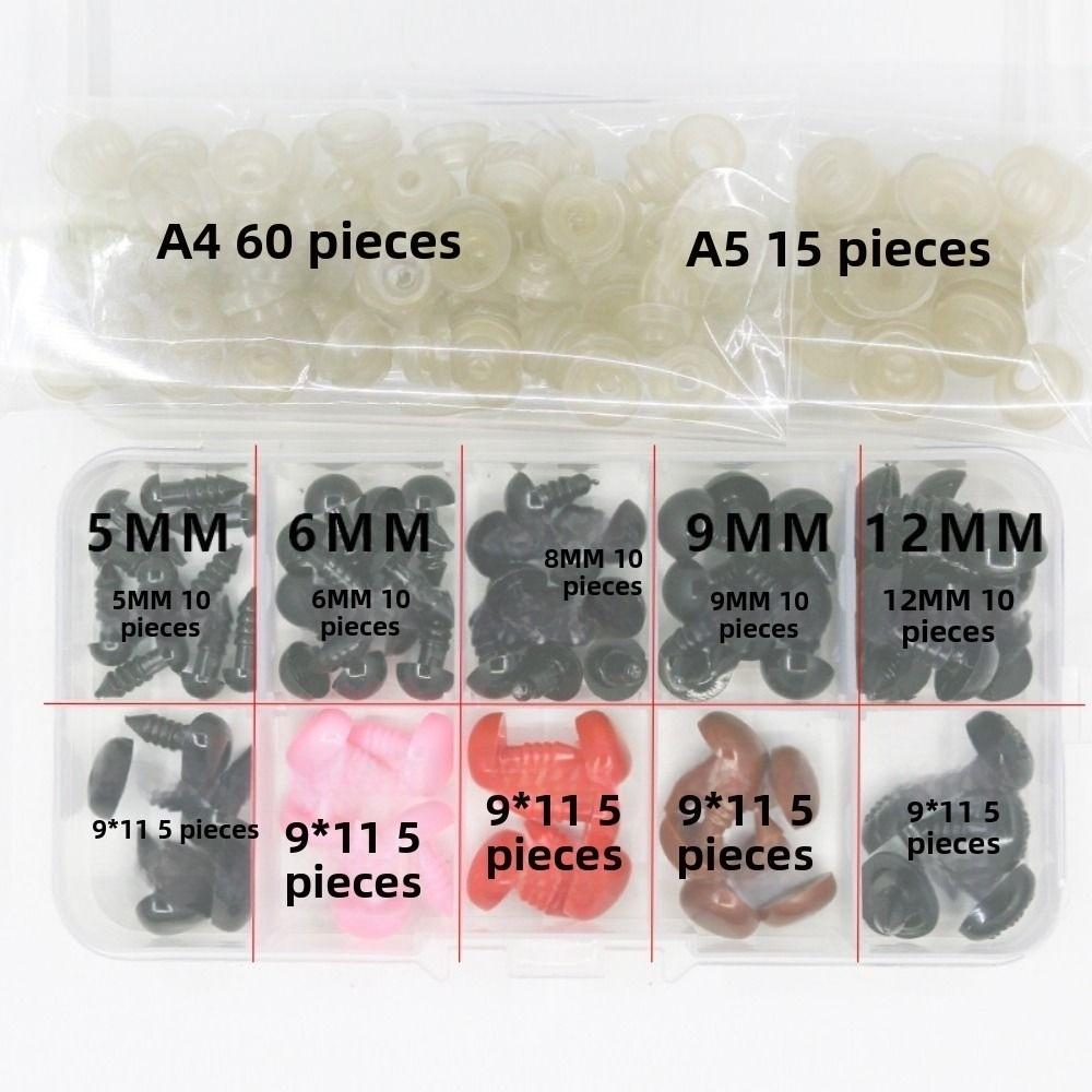 75pcs/box Plastic Safety Eyes Black Brown Screw Eyes New Diy Doll Eyes Kit Crafts For Toys