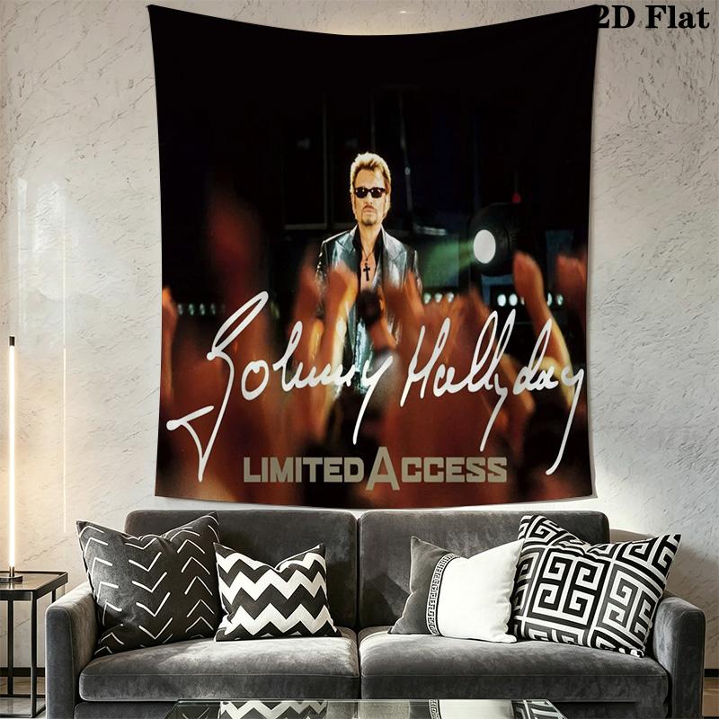 Johnny Hallyday Musical Legend Tapestry Fashion Print Background Cloth Background Wall Hanging Cloth Work Of Art Atmospheric Background Cloth