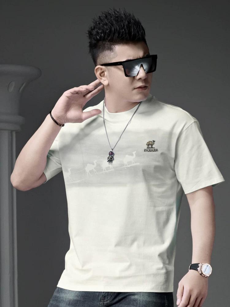 European Trendy Embroidered Printed Short-Sleeve T-Shirt for Men 2025 New Summer Casual Half-Sleeve Top Clothing
