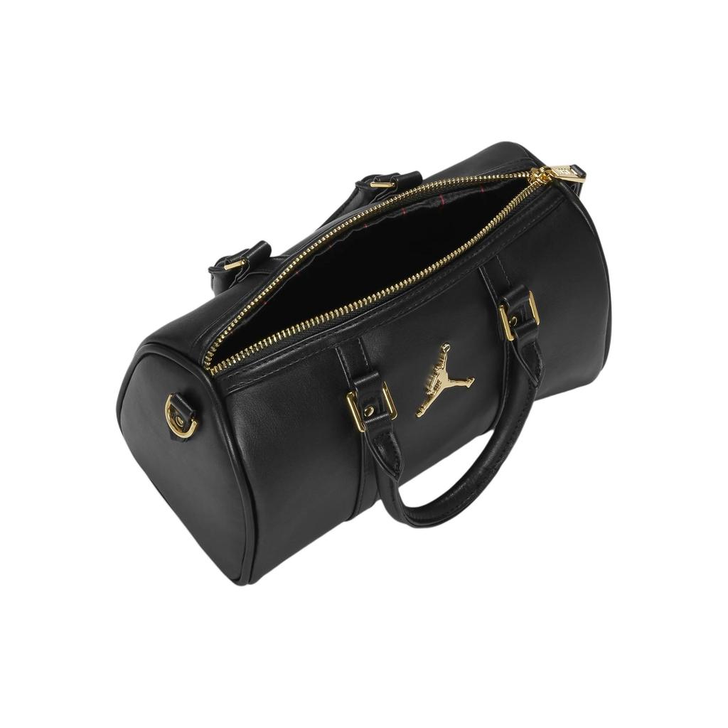 Jordan Metal Airman Logo Leather Polyester Boston Bag Unisex Handbags Black DR5595-010