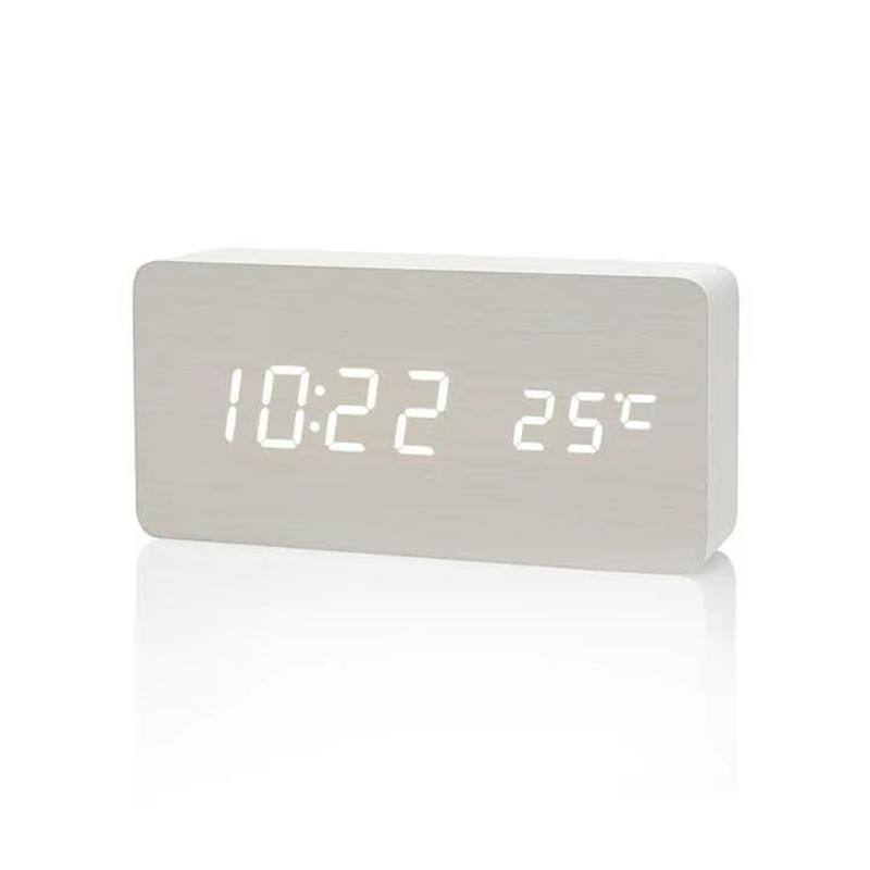 Wooden Digital Alarm Clock LED Table Clock with Temperature for Bedroom Office Desk Decorations2