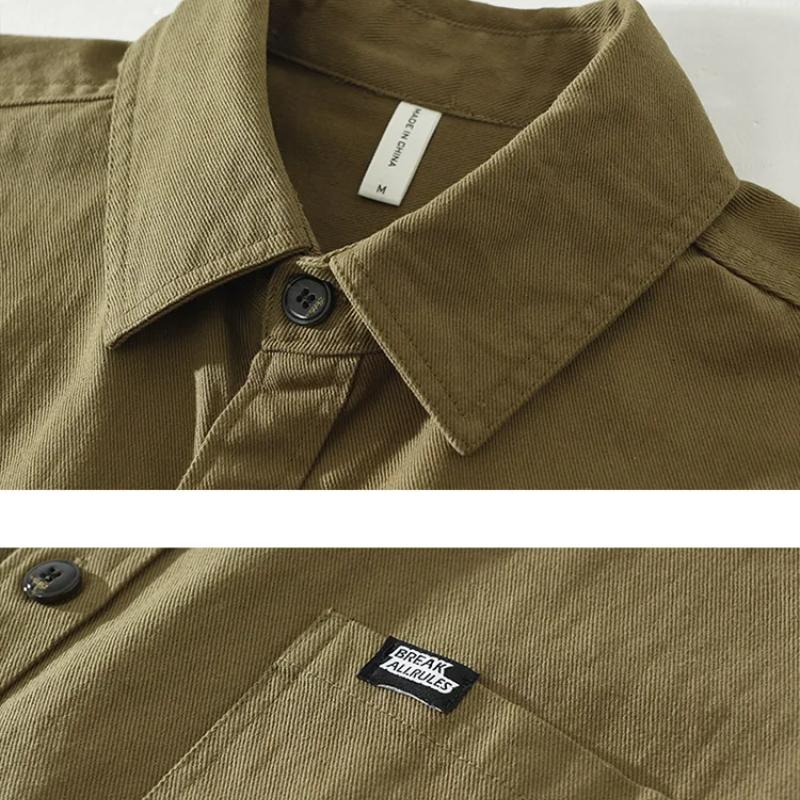 Рубашка-карго в японском стиле, мужская весенне-летняя повседневная рубашка с длинным рукавом, хлопковые карманы, мягкий и удобный свободный топ, молодежная популярная мужская одежда