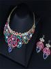Retro Temperament Crystal Necklace Earrings Set High -Grade Alloy Jewelry Accessories For Woman