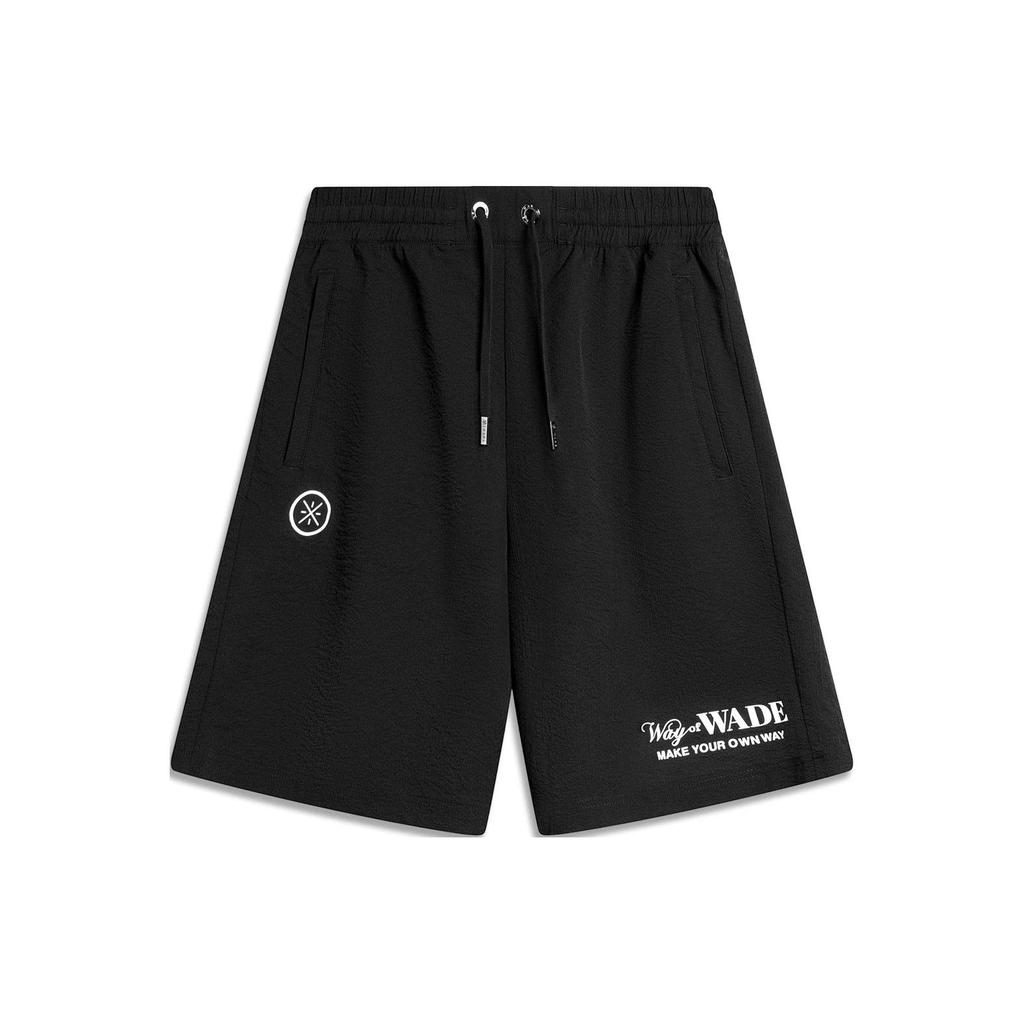 Li Ning Wade Series Letter Print Loose Casual Shorts Men Shorts Black AKSU347-6