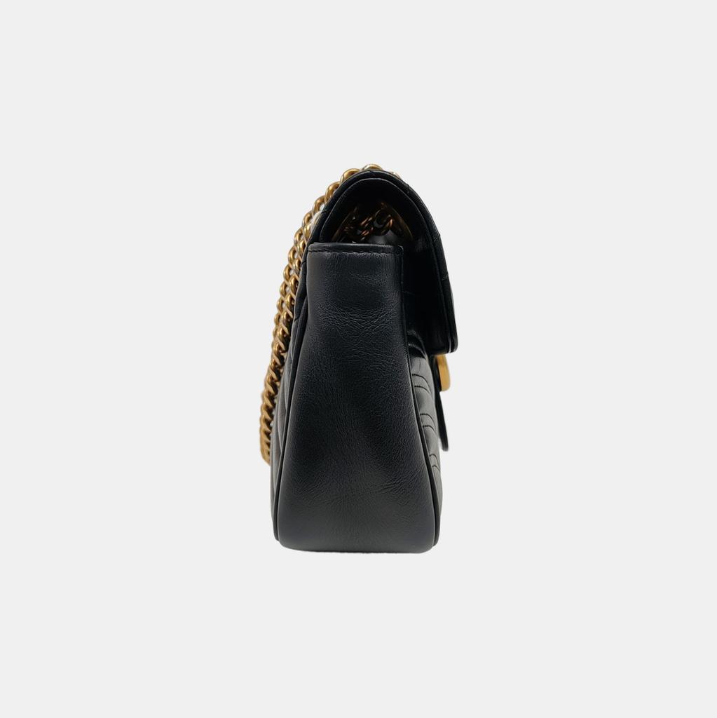 [Pre-Owned] Gucci GG Marmont Small Matelassé Shoulder Bag 'Black' - Good #YYN34G