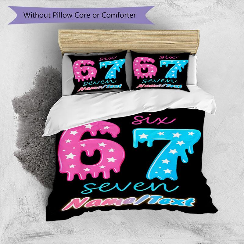 3PC Custom Name "Sixty-Seven Stars Drip" Bedding Set Printed  Bedding Set Duvet Cover Closure Includes 1 Duvet Cover & 124 Pillowcases for Bedroom