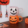 1 шт. Хэллоуинская кружка керамическая с гримасой тыквы, изысканная кофейная чашка в виде оранжевой тыквы, домашняя чашка для питья, керамическая кружка