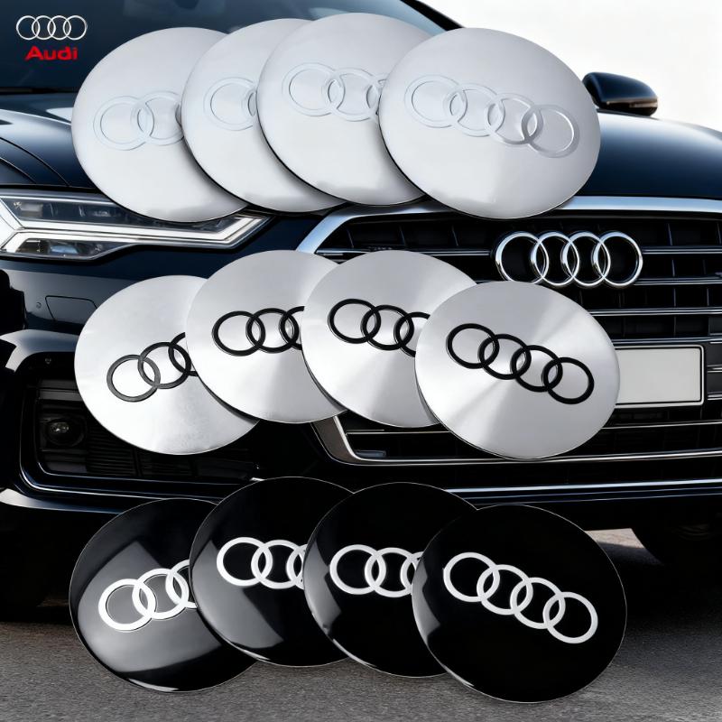4pcs For 5w S RS A3 A4 B8 8P 8V A6 A5 Q5 B7 B6 B9 Q7 A1 A7 56/60/63/65/68mm Wheel Center Caps Sticker Car Hub Cover Decorationw5
