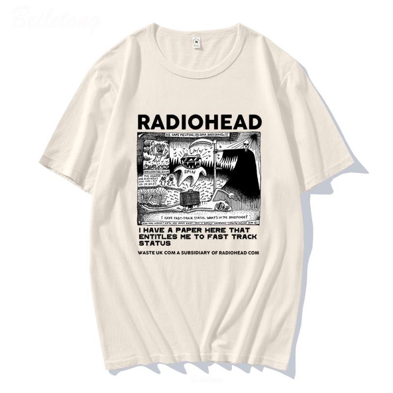 Radiohead Vintage Classic Print Summer Men's O-Neck T-shirt Casual Cotton Short Sleeve Pullover Fashion Streetwear Men Clothing