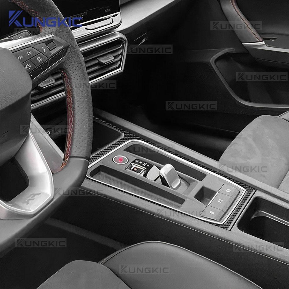 Real Soft Carbon Fiber Sticker For Seat Leon MK4 Cupra Leon Cupra Formentor 2020 2021 2022 2023 2024 LHD RHD Gear Shift Panel xb3