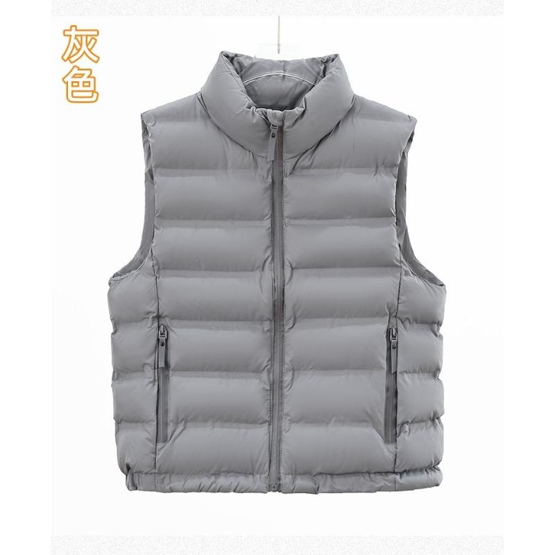 Women Stand Collar Zip Up Solid Color Pockets Loose Winter Vest