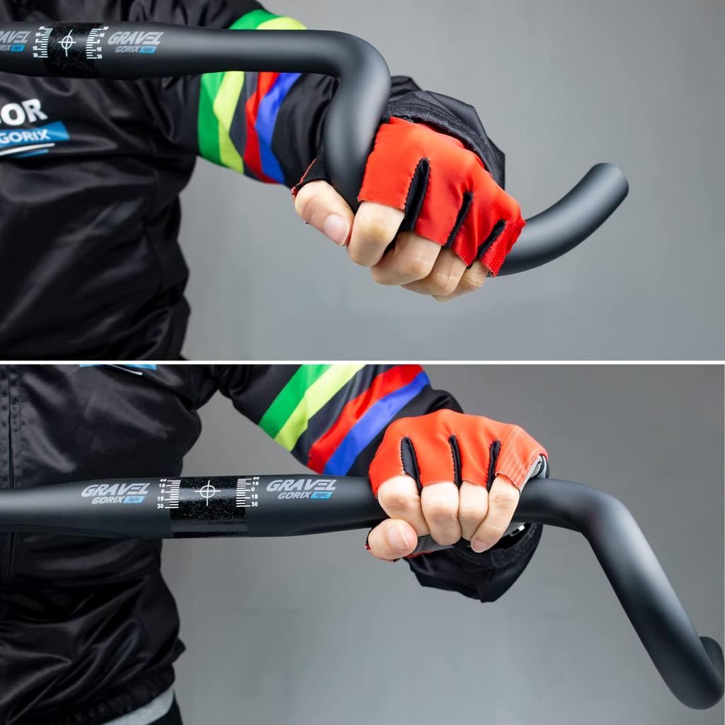 GORIX Карбоновая ручка Руль с дропами Руль с расширением Легкий материал из углеродного волокна Широкий конец Грэвел Легкий руль Руль для шоссейного велосипеда Велосипедный руль Грэвел