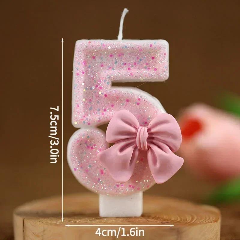 Hot 1 2 3 4 5 6 7 8 9 3D Number Candle Cake Number Cake Candle Pink Glitter Birthday Candle Topper Birthday Party Cake Decor