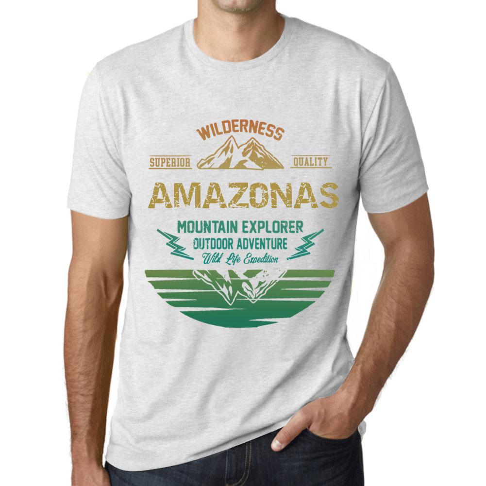 Men’s Vintage Tee Shirt Graphic T Shirt Mountain Explorer Amazonas Vintage White