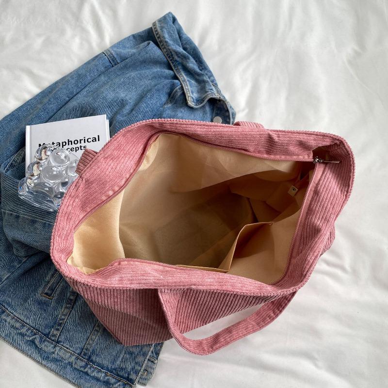 Большая вместительная вельветовая женская сумка через плечо, модная, свежая и простая полосатая бархатная сумка, сумка для студентов в стиле арт-досуг