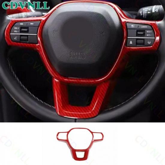 Steering Wheel Border Panel Cover Trim For Honda HRV -2024 Red Carbon Fiber