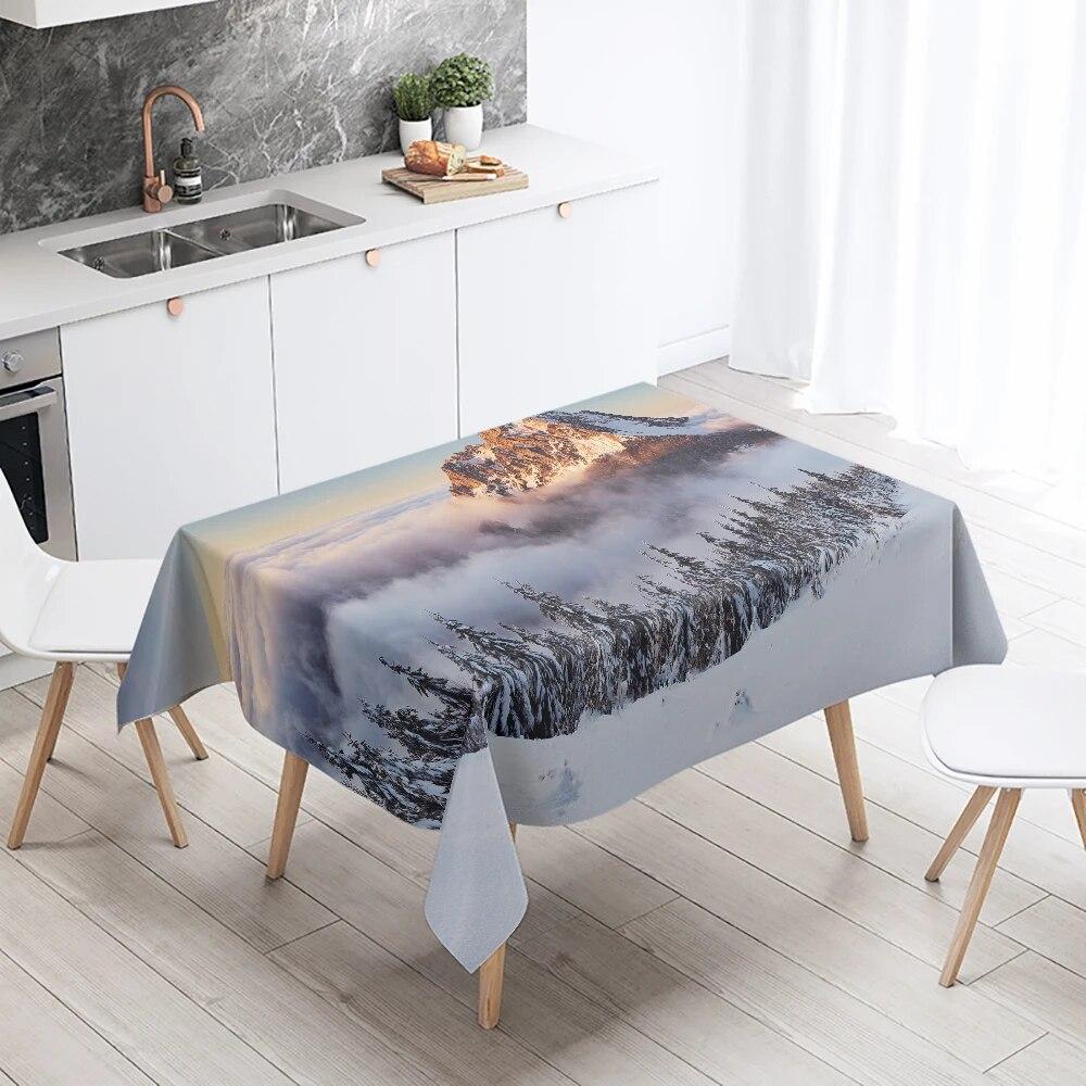 Natural Landscape Tablecloth Camping  Antifouling Waterproof Rectangular  Dining Table Home Decoration