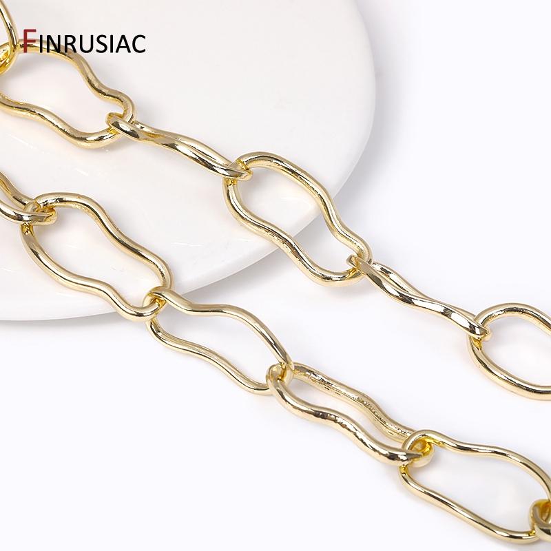 Новые модные нерегулярные цепи из латуни с покрытием 14K золотом для изготовления украшений своими руками, Аксессуары для рукоделия и изготовления украшений