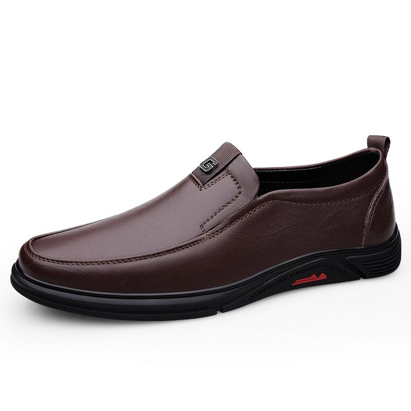 Мужские мокасины из натуральной кожи, мягкие нескользящие резиновые деловые туфли, повседневная мужская кожаная обувь ручной работы, универсальная обувь без застежек