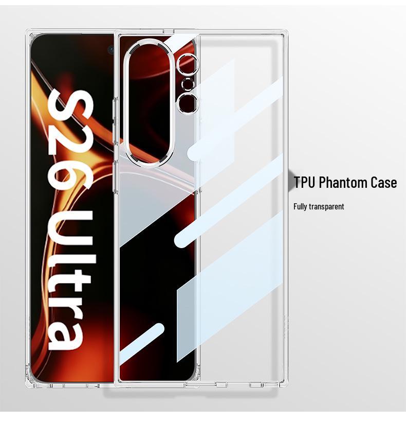 Прозрачный ТПУ чехол Samsung S26 Ultra с подушкой безопасности и большим вырезом для камеры