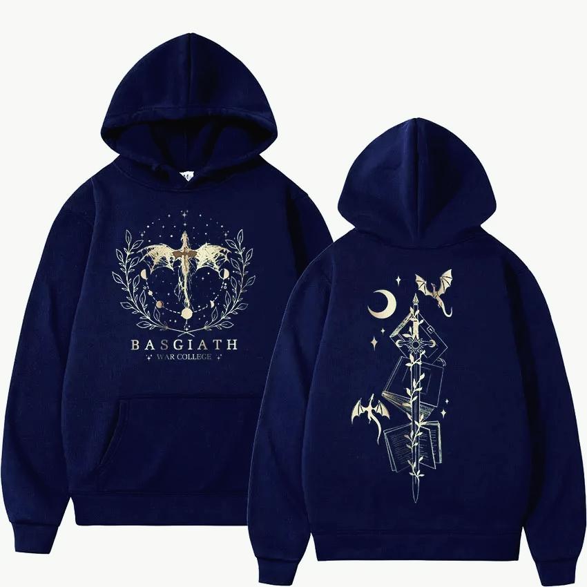 Basgiath War College Fourth Wing Hoodie Men Women Fashion Retro Dragon Rider Sweatshirt Clothing Oversized Hoody