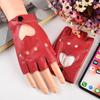 Mittens Dance Mittens PU Leather Gloves Ladys Driving Dress Heart Mittens Five Finger Gloves