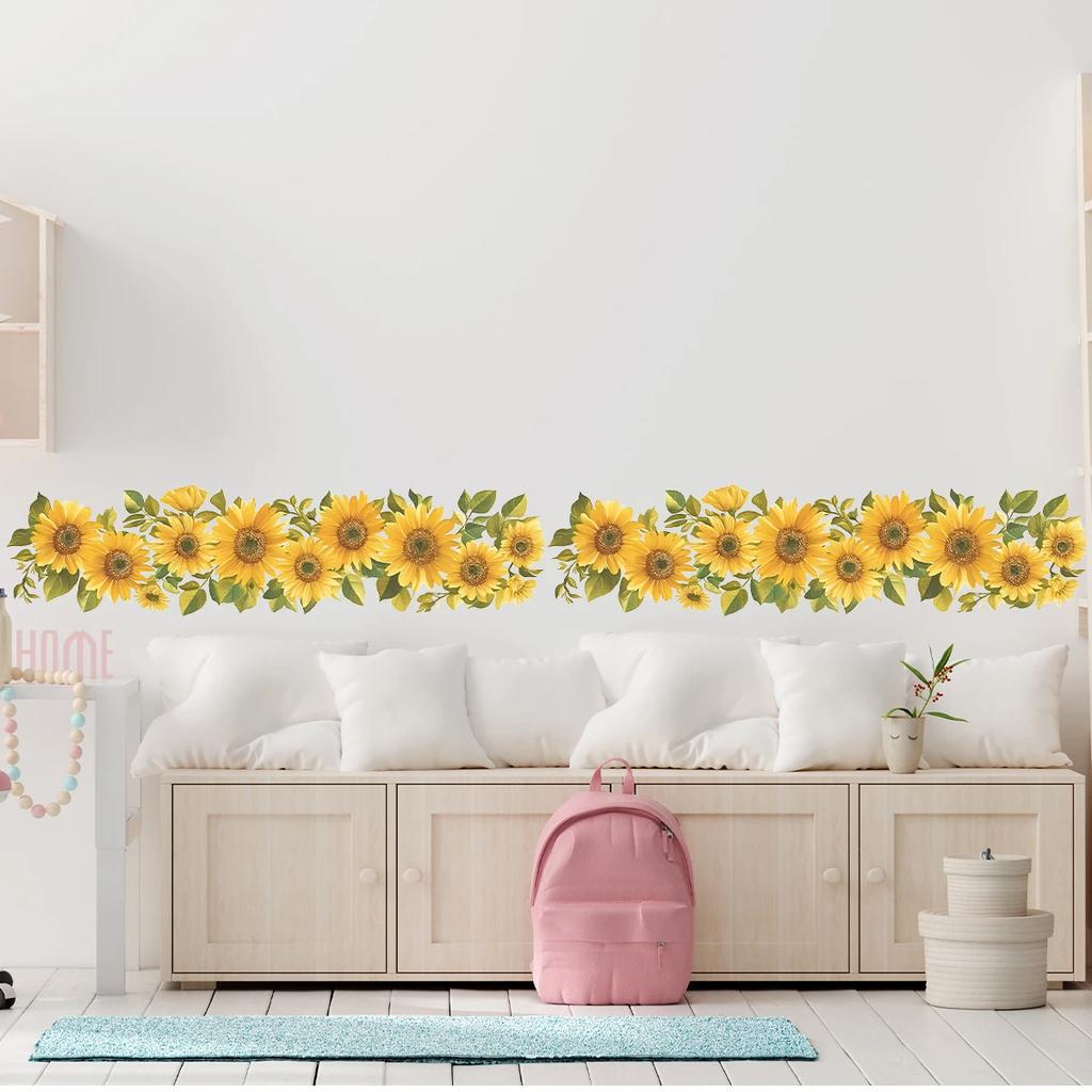 1Pc Watercolor Sunflower Furniture Wall Sticker For Kids Room Decor Home Essentials Decoration Bedroom Living Room Wall Decals