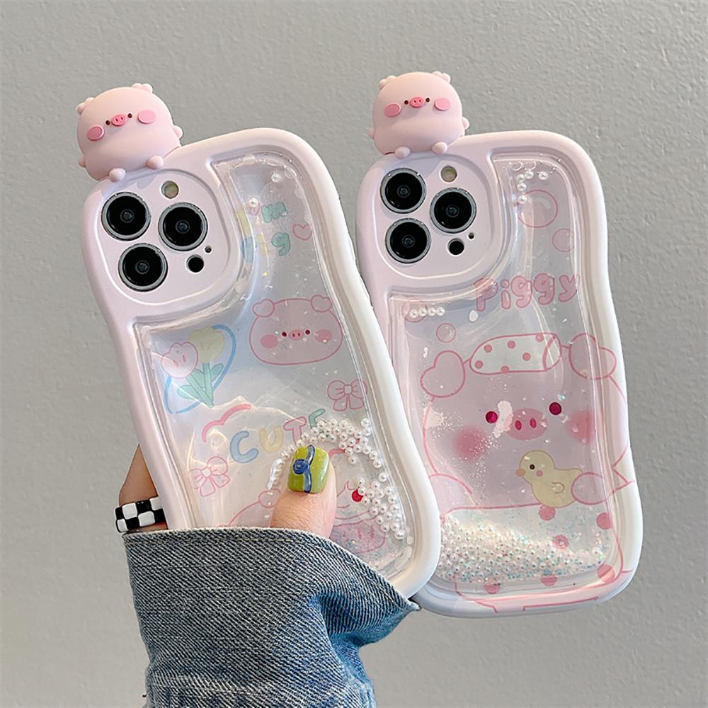 3d Liquid Quicksand Bling Glitter Cute Pig Funny Rabbit Cartoon Phone Case For Iphone 14 13 12 11 Pro Max Soft Back Cover Case