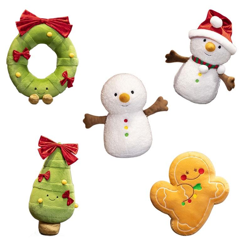 Милая и счастливая рождественская плюшевая игрушка с галстуком-бабочкой, кукла-елка, подушка-снеговик