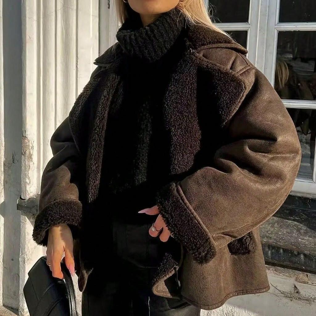 Autumn and Winter Fashion Temperament Women's Clothing One-piece Double-sided Jacket Ladies Warm Coat