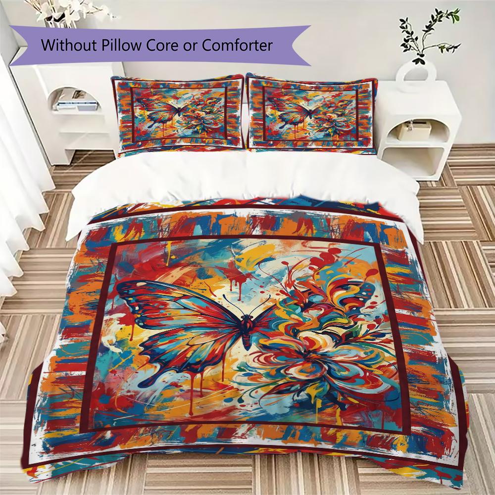 Abstract Butterfly Pattern Bedding uilt Set uilt Cover Pillowcase Home Decoration Birthday Gift (1 * duvet cover + 2 * pillowcase without core)13