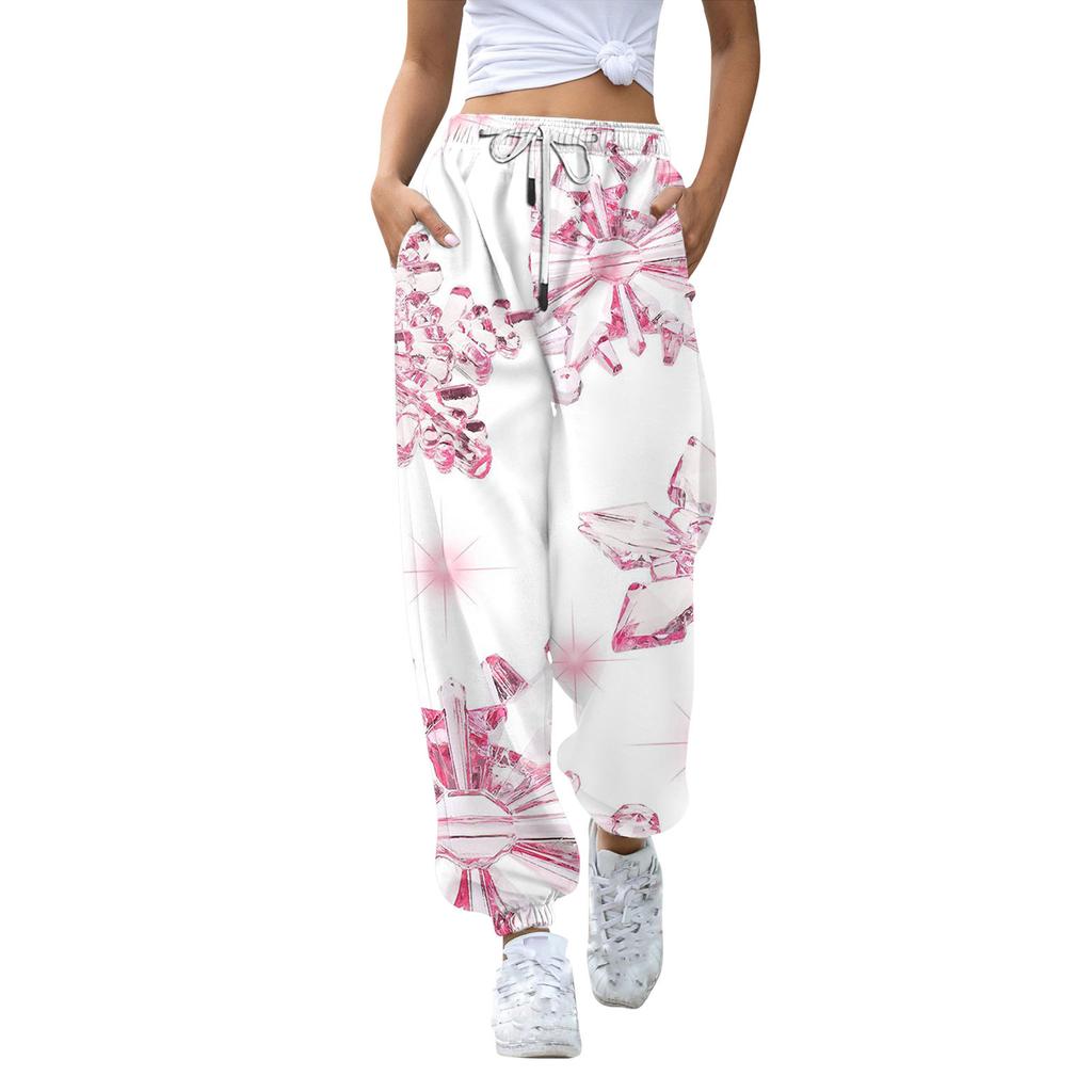 Women's Casual Fashion Christmas Printed Casual Sweatpants Elastic Waist Drawstring Pants