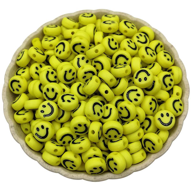 100 шт. карамельный цвет DIY акриловые круглые бусины милые улыбающиеся бусины с отверстием для изготовления ювелирных изделий