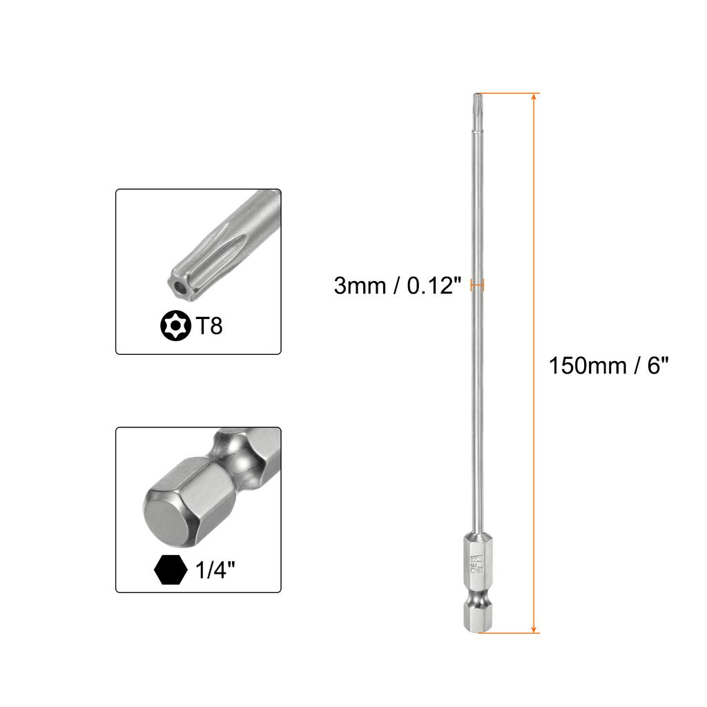 1/2/5 шт. Безопасное Torx Бито 1/4" Шестигранный Хвостовик 6" Длина T8//T10/T15/T20/T25/T27/T30/T40 Отвертка Torx Головка с Отверстием