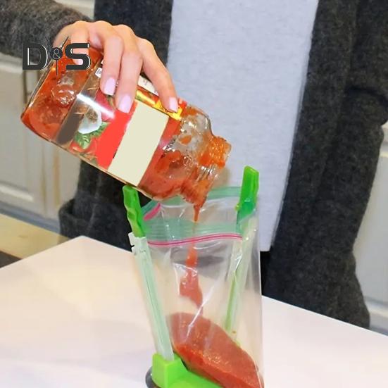 Регулируемая подставка для держателя пакетов Пластиковые полки для заморозки пакетов Расширяемый органайзер для заморозки для пакетного приготовления и планирования еды