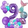 Массон Русалка 40 дюймов Фиолетовый Большой Цифровой Алюминиевый Фольгированный Шар Пакет Латексный Шар