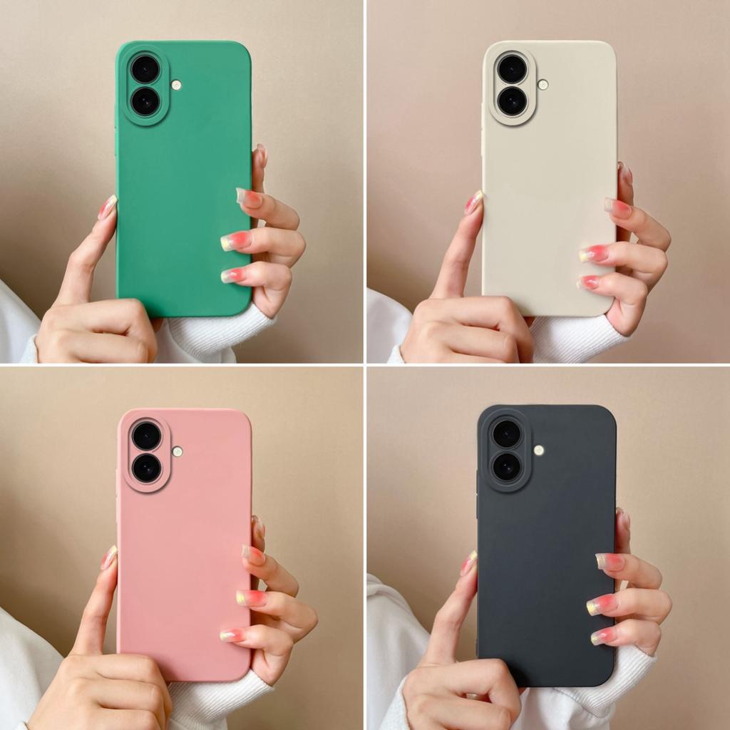 Чехол для Apple iPhone 16 Pro Max 16plus, однотонный узор, эстетичный стиль, жидкий силиконовый противоскользящий протектор экрана для iPhone, чехол-бампер Capas
