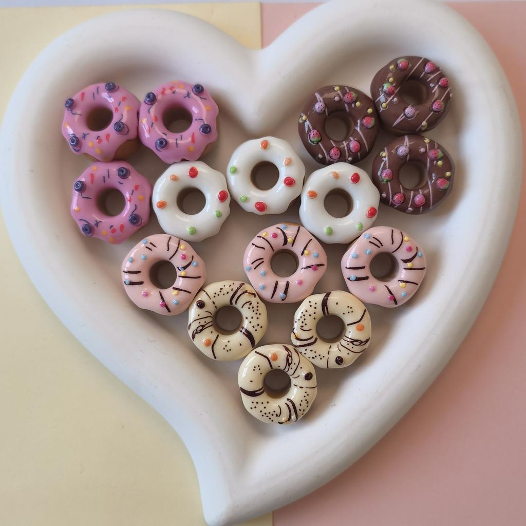 New Kawaii Resin Mini Flatback Donuts Cabochon Deco Parts Scrapbook Deco Slime Charms Crafts Scrapbook Accessories 22*23mm