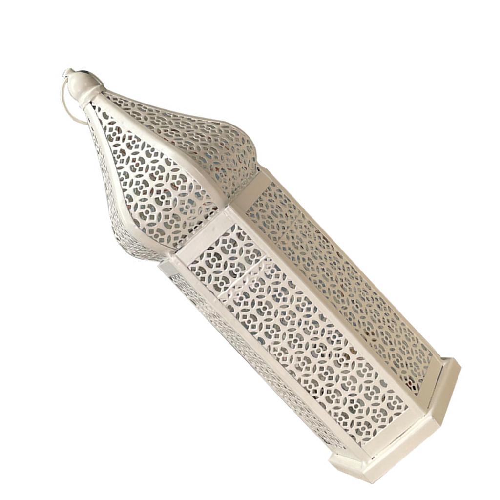LED Wind Lamp Decorative Moroccan Style LED Iron Lantern with Hollow Pattern for Romantic Room Decoration