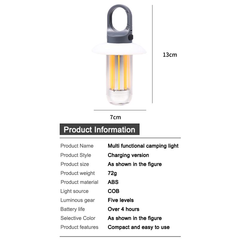 Mini Portable Camping Lights Rechargeable Led Flashlight Dual-Light Warm White Multifunctional Outdoor Lamp Garden Atmosphere